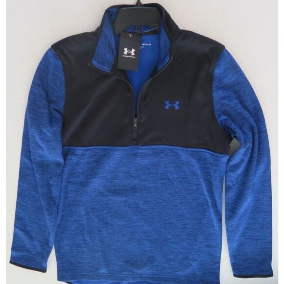 Under Armour 1369586 432 Men's Sz S Tech Blue Fleece Colorblock 1/2 Zip Pullover - Picture 4 of 6